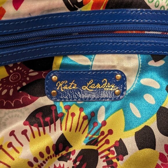 Kate Landry bright blue handbag - bright floral lining - Picture 6 of 13